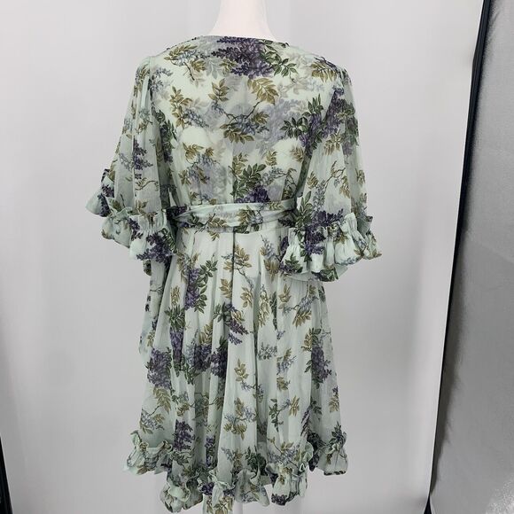 byTiMo Dress Women's Large Mini Bohemian Floral Ruffle Trim Belt Wrap NEW - Picture 6 of 16